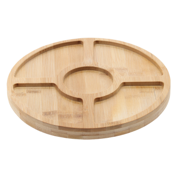 PLANȘEȚA DIN BAMBUCU PENTRU SERVIREA APERITIVELOR CU 5 COMPARTIMENTE 25x2CM *7224