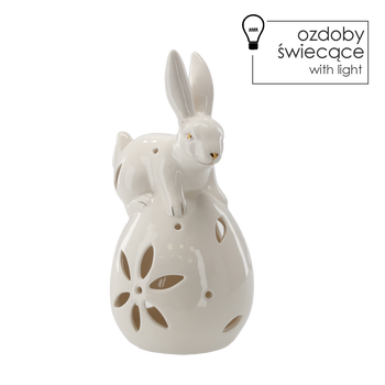 FIGURINĂ DE PAȘTE - IEPURE CERAMIC PE OU 12 x 10,1 x 20,6 CM LED pachet=4buc *6846