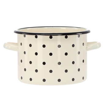 GARNEK EMALIOWANY 3 L 18 CM BIAŁY KROPKI *3400