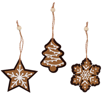 DECORAȚIUNE DE CRĂCIUN - COLAC DIN MIERE 6 x 7,5 CM MIX PATTTERNS pachet=12buc *0219