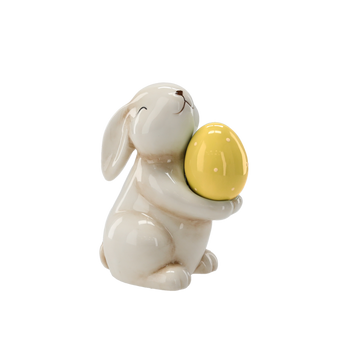 FIGURINĂ DE PAȘTE - IEȘEAN CERAMIC CU OU ALB 11 x 6,5 x 12,5 CM pachet=6buc *6709