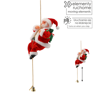 MOȘ CRĂCIUN URCÂND PE SÂRMĂ 25,5 CM *6989
