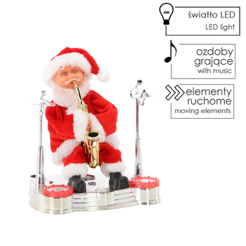 Moș Crăciun cu saxofon - jucând 20 cm *6505