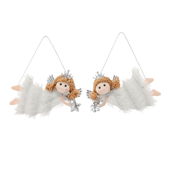 ORNAMENT DE CRĂCIUN. PENDUL ANGHERE ZI CU STEA /FULG DE ZĂPADĂ 13 X 7 CM ambalaj=12buc *0530