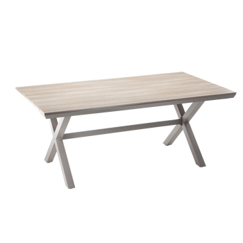 HLINÍKOVÝ ZÁHRADNÝ STOL S POLYWOOD DOSKOU 180 x 100 x 75 CM BEŽOVÝ *9477