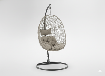 FOTEL WISZĄCY SZARY, PODUSZKA - SZARA, RAMA - CIEMNOSZARA 115 X 90 X D67 CM