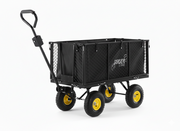 WÓZEK OGRODOWY DWUFUNKCYJNY XL - CZARNY Z PLANDEKĄ 