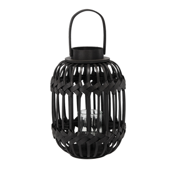 ČIERNA LAMPION H 34/46 CM S SKLENENOU VLOŽKOU *3223