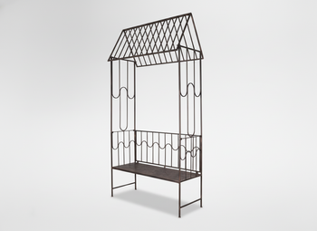 PERGOLA OGRODOWA Z ŁAWKĄ 123 x 63 x 252 CM ANTYCZNY BRĄZ