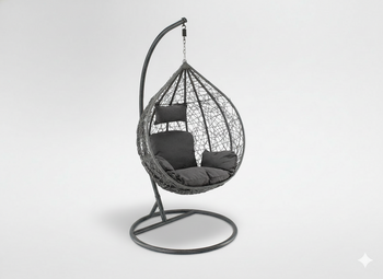 FOTEL WISZĄCY ROZM. S CIEMNOSZARY, PODUSZKA - CIEMNOSZARA, RAMA - CIEMNOSZARA