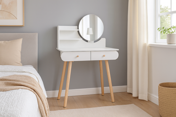 TOALETKA KOSMETYCZNA Z LUSTREM 80 x 40 x 120 CM BIAŁA *7872