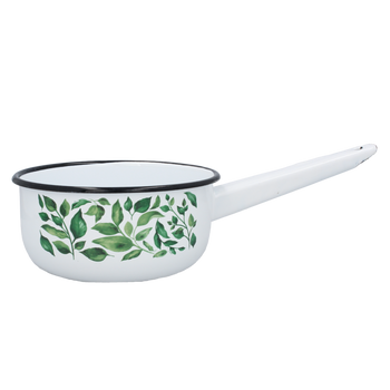 RONDEL EMALIOWANY Z RĄCZKĄ 1,5 L 16 CM BIAŁY FIKUS *9280