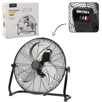 Podlahový ventilátor čierny 70W 