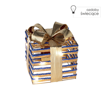 VÁNOČNÁ OZDOBY - DARČEK S MODROU MAŠĽOU 15 CM LED *1222