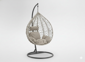FOTEL WISZĄCY JASNY SZARY, PODUSZKA - SZARA, RAMA -  SZARA 118X107X68CM