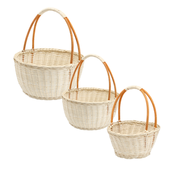 ZESTAW 3 KOSZYKÓW RATTANOWYCH Z UCHWYTEM – BIAŁY