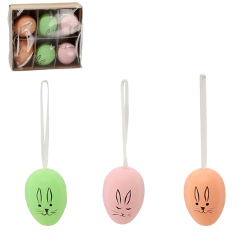 SET OF 6 EASTER EGGS WITH A PENDANT ASSORTED COLORS