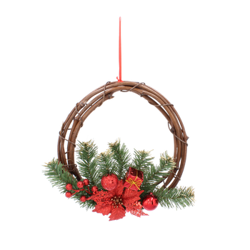 VÁNOČNÝ VENIEC ZAVESENÝ 30 CM RATTAN ČERVENÝ *9663