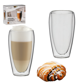 SADA. 2 TERMICKÝCH SKLENÍC S DVOJITOU STENOU 430 ML *9814