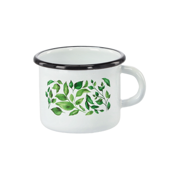 KUBEK EMALIOWANY 0,5 L 8 CM BIAŁY FIKUS *9006