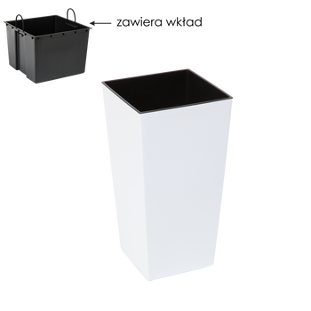 Kvetináč FINEZJA 250x250 MM S VLOŽKOU – biely *5333