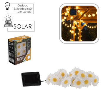 SOLÁRNA ZÁHRADNÁ GIRLANDA DĽ 2 + 3,8 M PÁSOVÉ KVETY 20 LED TEPLÁ BIELA *6048