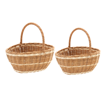 ZESTAW 2 KOSZYKÓW RATTANOWYCH Z UCHWYTEM – NATURALNY Z BIAŁYM