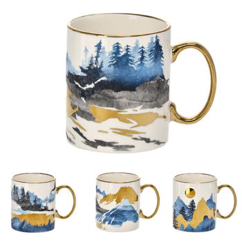 PORCELÁNOVÝ HRNČEK 435 ML HORY MIX VZOROV balenie=12ks *7970