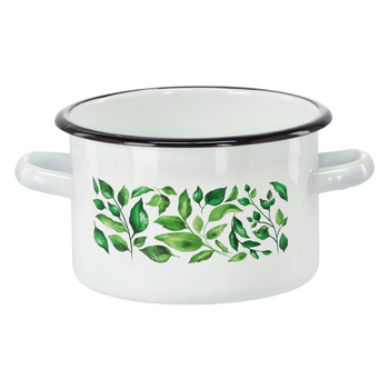 GARNEK EMALIOWANY 2 L 16 CM BIAŁY FIKUS *9143